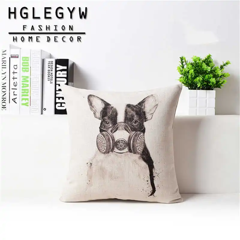 Забавная маска панда собака рисунок наволочка из хлопка и льна наволочки с