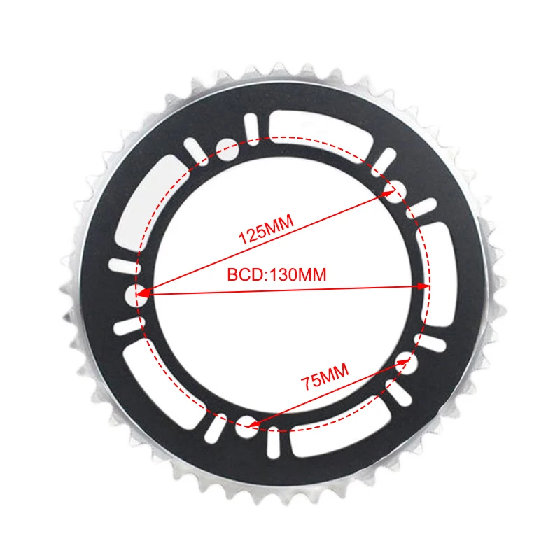 BCD130 39T 44T 48T 53T фиксированная Шестерня велосипеда одиночная Складная велосипедная