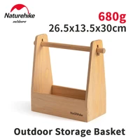 naturehike ultralight 0 7kg picnic hand basket outdoor tableware accessories barbecue camp wooden seasoning box sundry storage