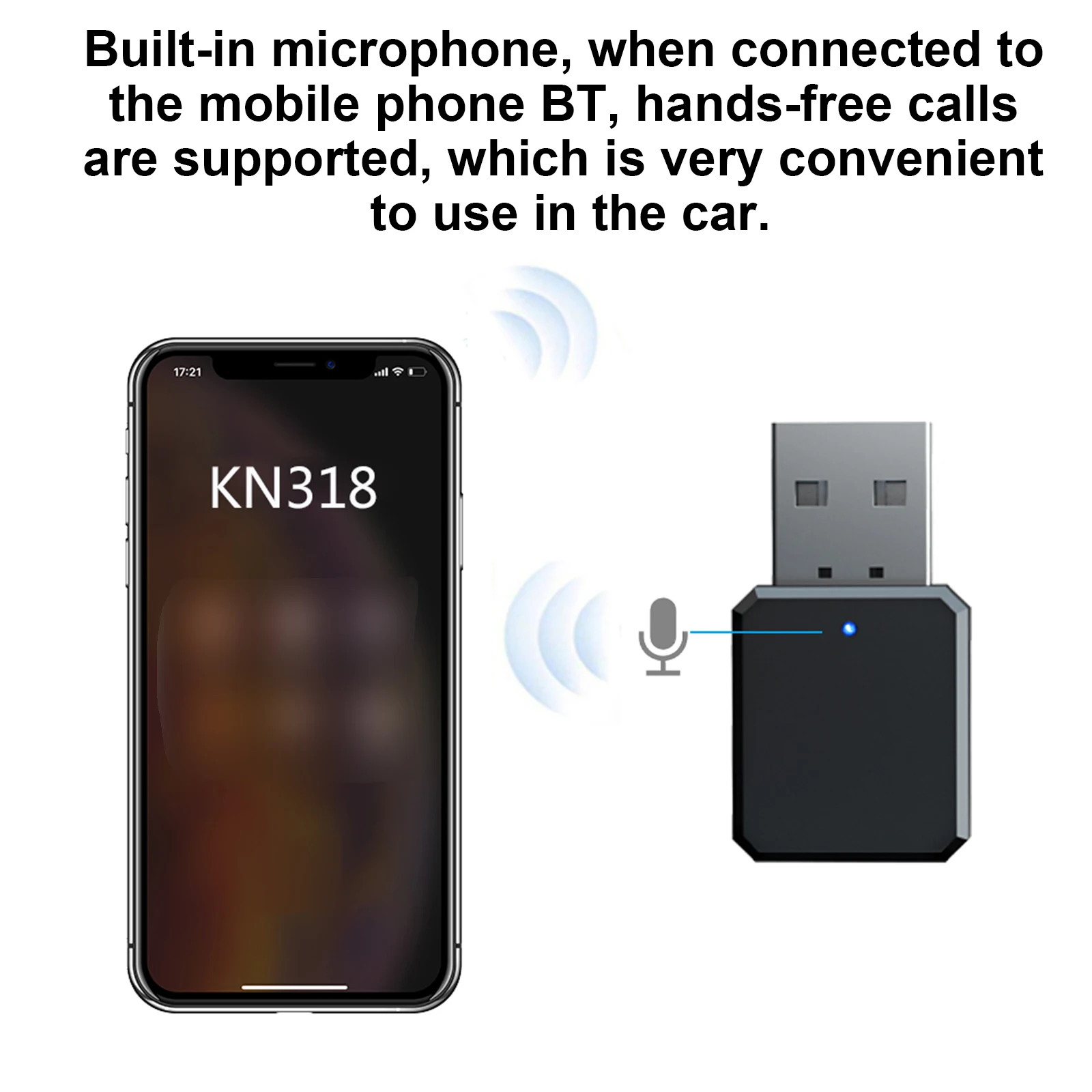 KN318 BT 5.1 Audio Receiver Adapter 3.5mm AUX Jack USB Dongle Music Portable Wireless For Car PC TV Headphones | Электроника