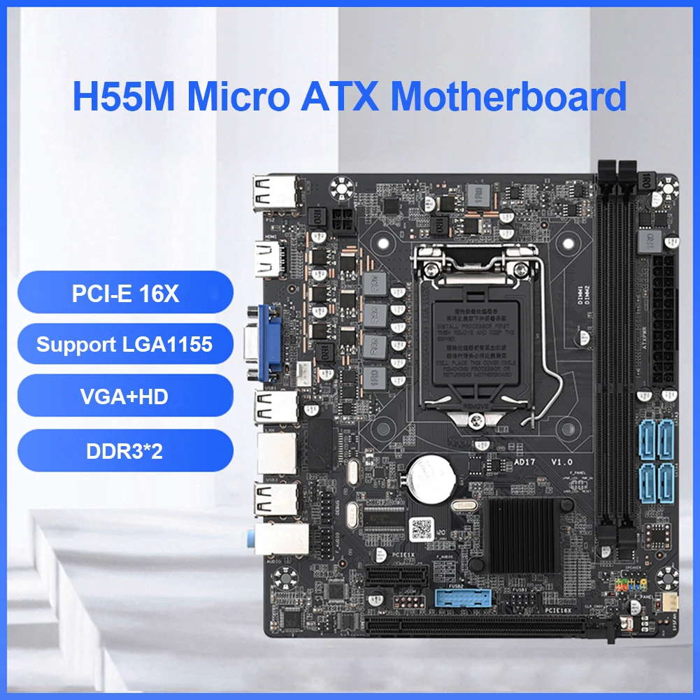 

H55M LGA 1156 Socket H Dual DDR3 Channel PCIe Gen2 X8 Slot Gaming Motherboard PCIe Gen 2 X8 GPU Slot VGA HDMI-Compatible