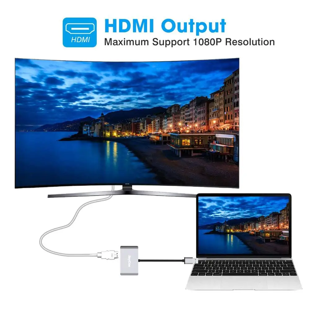 USB3.0 к HDMI/VGA 2 в 1 конвертер для компьютера ноутбука с HD tv проектор