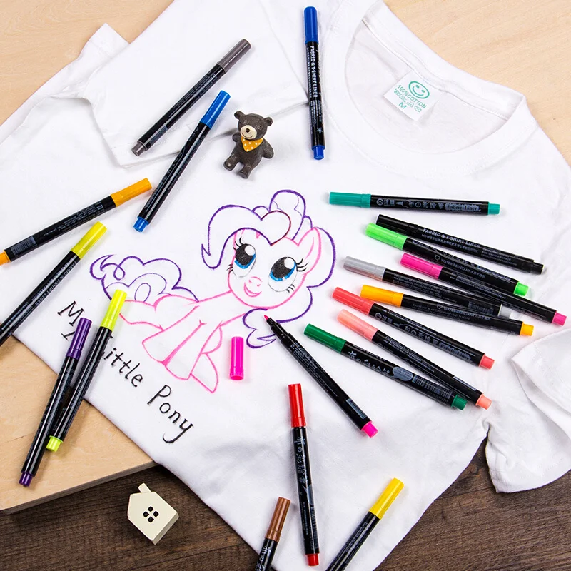 20 Colors 1mm Permanent Art Marker for Fabric T-shirt Liner Textile Ink Cloth Paint Color DIY Design Artist | Канцтовары для офиса