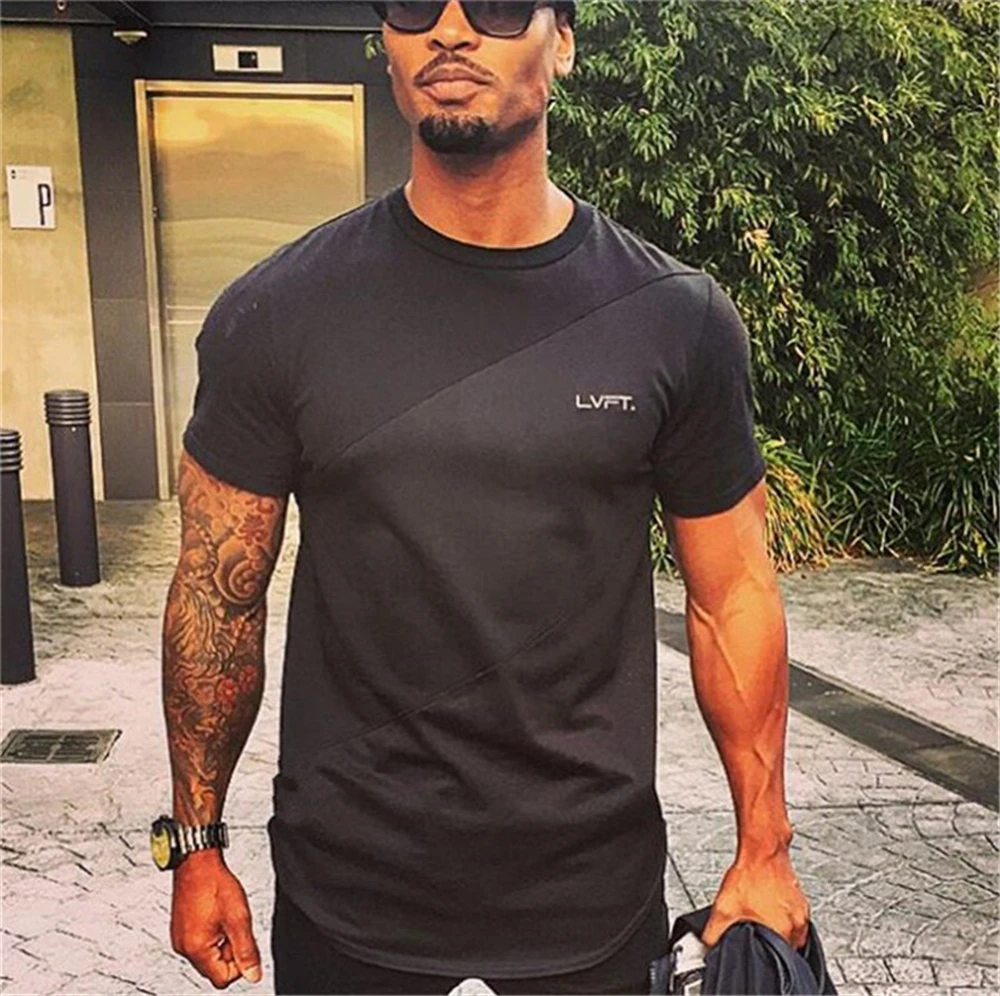

2 Colors Mens Gym Workout Slim Fit Short Sleeve T-Shirt Quick Dry Crew Neck Athletic Students Boys Running Training Fitness Tee