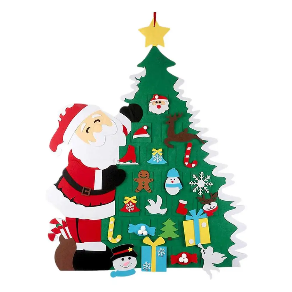 

Felt Christmas Tree Colorful Felt Christmas Tree For Kids Wall With Santa Claus Pattern 32 Removable Felt Christmas Ornaments