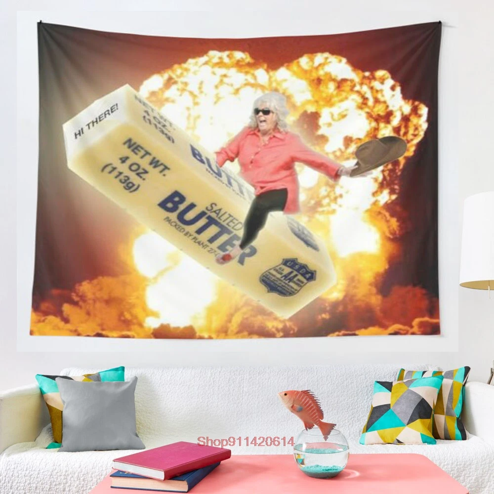 

Paula deen riding things butter stick tactical nuke tapestry More Size home living room bedroom decorative wall blanket