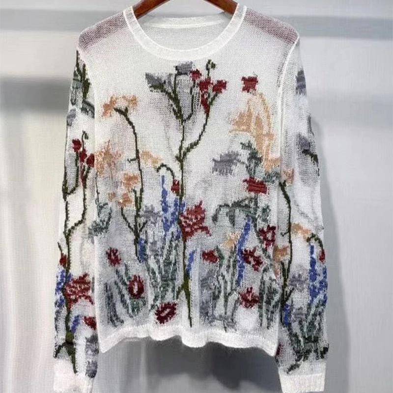 

Пуловер женский кашемировый, с вышивкой, на раннюю осень