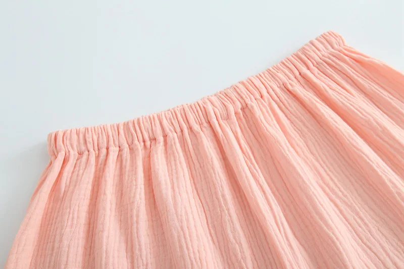 Summer Pajamas Set Women Pure Cotton Short Sleeved Sleepwear with Shorts Crepe Soft Thin Pure Color Simple Ladies Loose Homewear