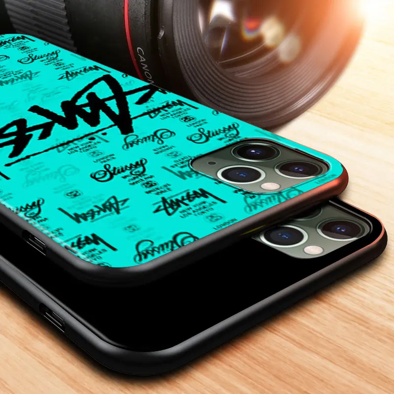 

Fashion street brand For Apple iPhone 12 11 XS Pro Max Mini XR X 8 7 6 6S Plus 5 SE 2020 Black Silicone Cover Phone Case