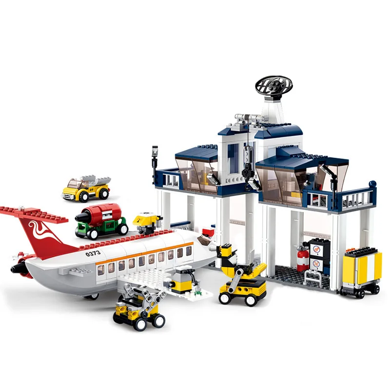 

Sluban City airport passenger plane Airplane Airfield sets repair station model building blocks toys bricks jets friends cargo