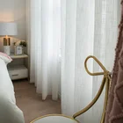 Современные однотонные тюлевые занавески для гостиной, белые льняные прозрачные Занавески для спальни, кухни, оформление окон из тонкой ткани