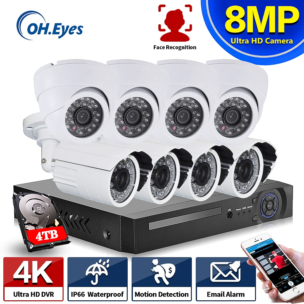 

Камера видеонаблюдения HD, 8 Мп, 4K, 8 каналов, AHD, 5 МП, XMEYE, H.265