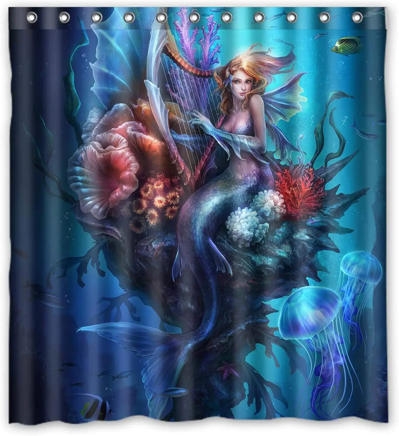 

Decorative Vintage Mermaid Art Waterproof Polyester Bath Shower Curtain