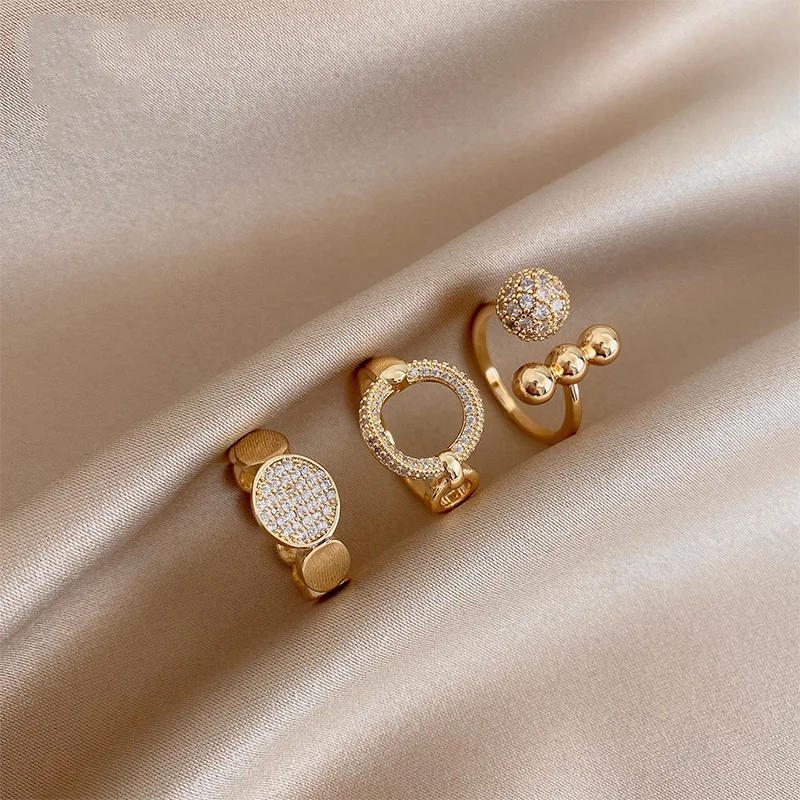 

Simple circular hollow geometric zircon opening adjustable ring for women's daily wear Valentine's day birthday gift jewelry