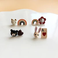 new style asymmetric dangle earrings for women creative cute animal rainbow heart pendant earrings charm jewelry gifts hot