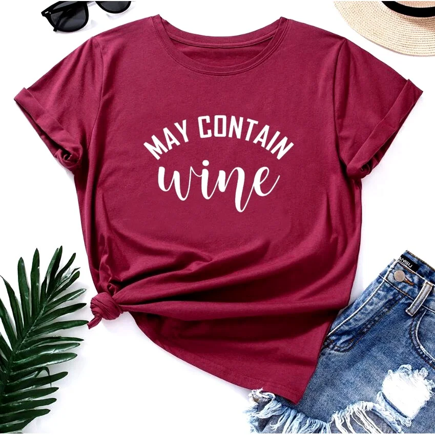 

Модные женские футболки Харадзюку с надписью May содержит вино, повседневные топы с коротким рукавом JY0432