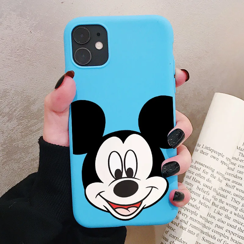 P3Blue Чехол для телефона iPhone 11 Pro XR X Xs Max 8 7 6 Plus 6S 5S SE матовый Силиконовый чехол с мультяшной мышкой мягкая задняя крышка - Цвет: P3Blue