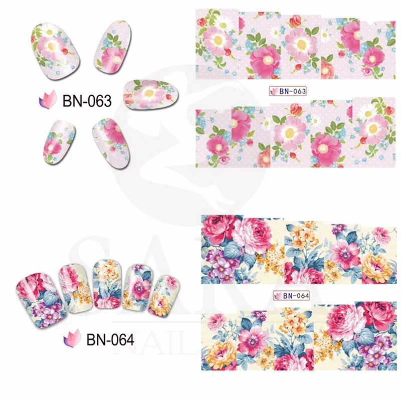 12 стилей/лист цветочный дизайн ногтей Переводные водные переводные наклейки