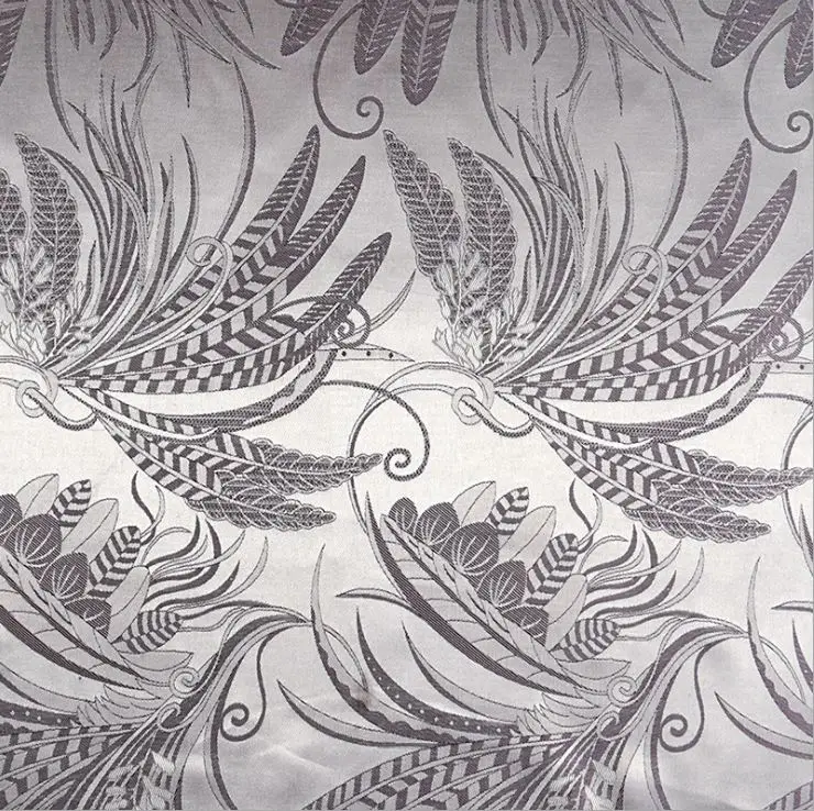 Ткань из жаккардовой парчи с принтом листьев растений для пальто занавесок