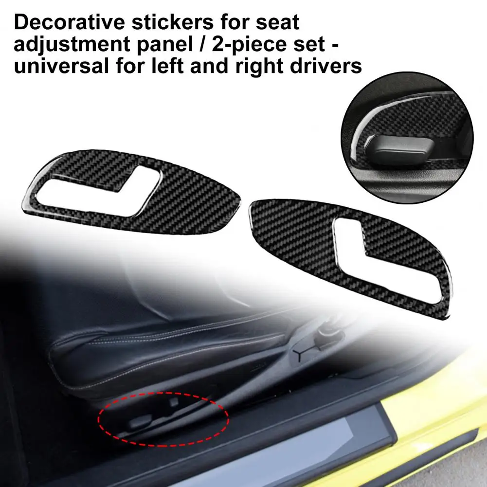 

2Pcs Panel Sticker Waterproof Self-adhesive Carbon Fiber Black Car Seat Adjustment Panel Decal for Chevrolet Camaro 2017-2019