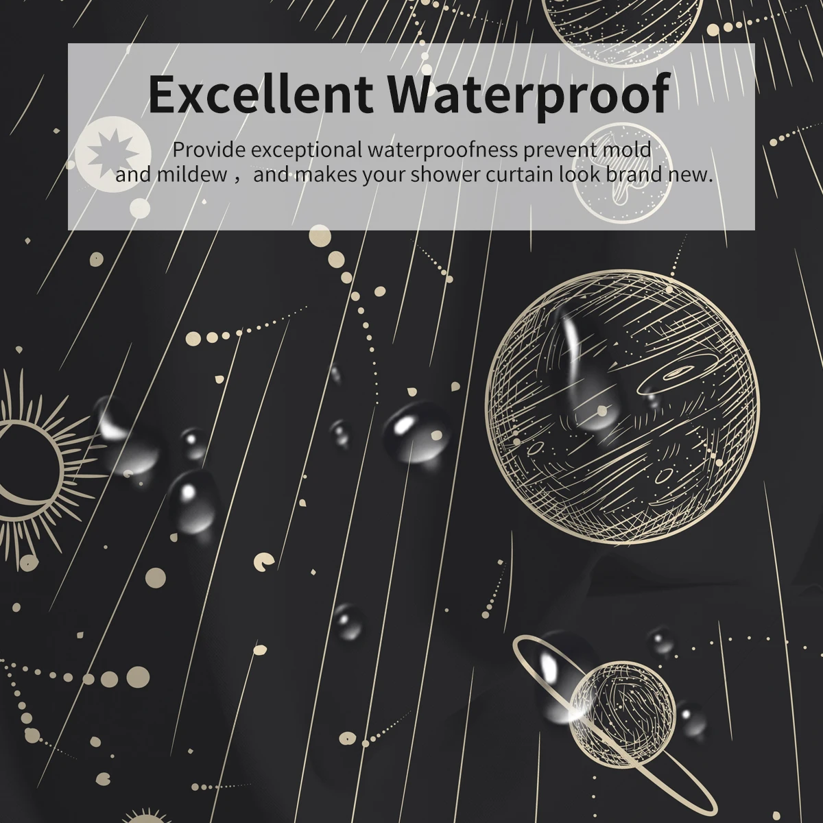 black shower curtain sun and moon modern constellation abstract mysticism duschvorhang bathroom waterproof curtains with hooks free global shipping