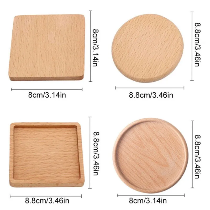 

Wood Coasters Durable Walnut Placemats Decor Square Round Heat Resistant Drink Mat Home Table Tea Coffee Cup Pad