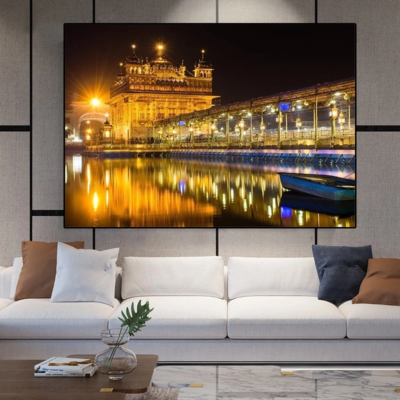 

Golden Temple of India Canvas Paintings Wall Art Prints Modern Landscape Posters and Prints Wall Art Pictures for Living Room