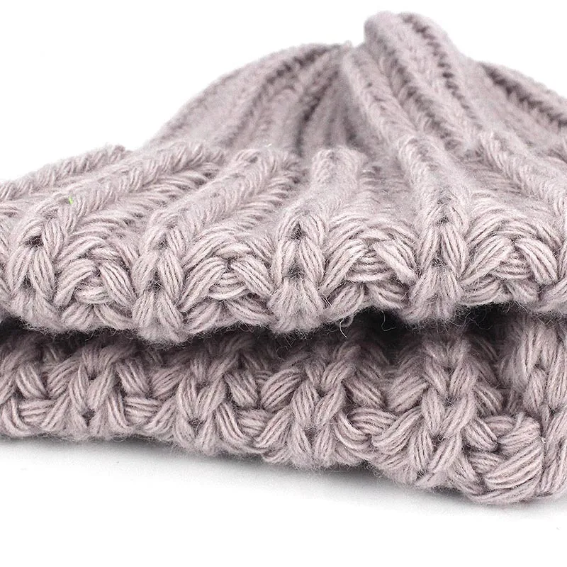 Leisure Fashion The New Hat For Women's Autumn Winter Hats Increase Big Beanie Knit Wool Set Head Hat Acrylic Thick Line Caps