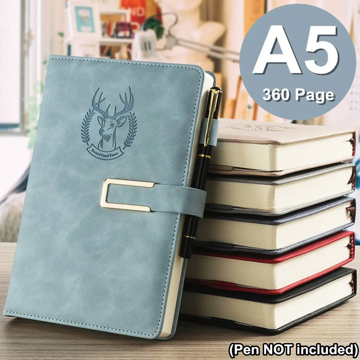 

360 Pages Cover A5 Business Diary Notebook Traveler Journal Lined Paper PU Leather School Office Meeting Work Thick Handbook