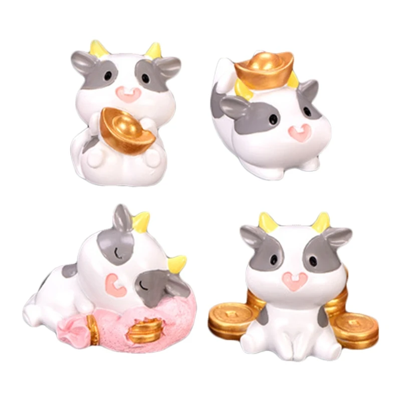 

4pcs Bullion Cattle Micro Landscape Figurine Ornaments Resin Craft Miniature 517E