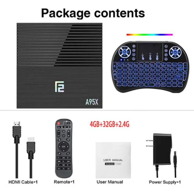 4GB 32GB 2.4G I8B Android 9,0 tv box A95X F2 Amlogic S905X2 Поддержка 2,4g и 5g Wifi Bluetooth 1080p 4K Google плеер Netflix Youtube Smart tv box - Цвет: 4GB 32GB 2.4G I8B