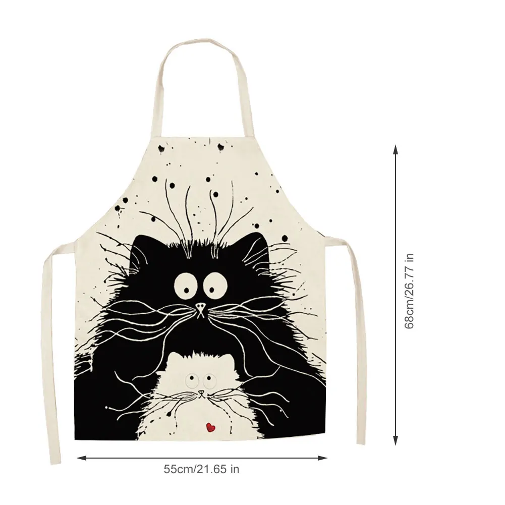 

Kitchen Cooking Apron Cute Cartoon Cat Sleeveless Cotton Linen Apron for Men Women Household Cleaning Tools Baking Accessories