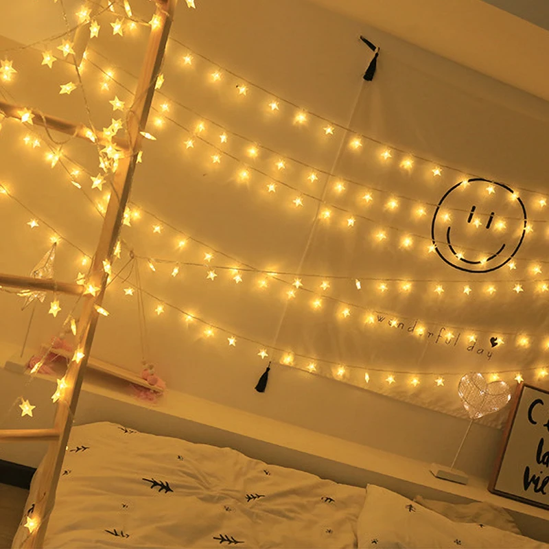 Праздничные светодиодные лампы Звездная гирлянда наружное освещение украшение