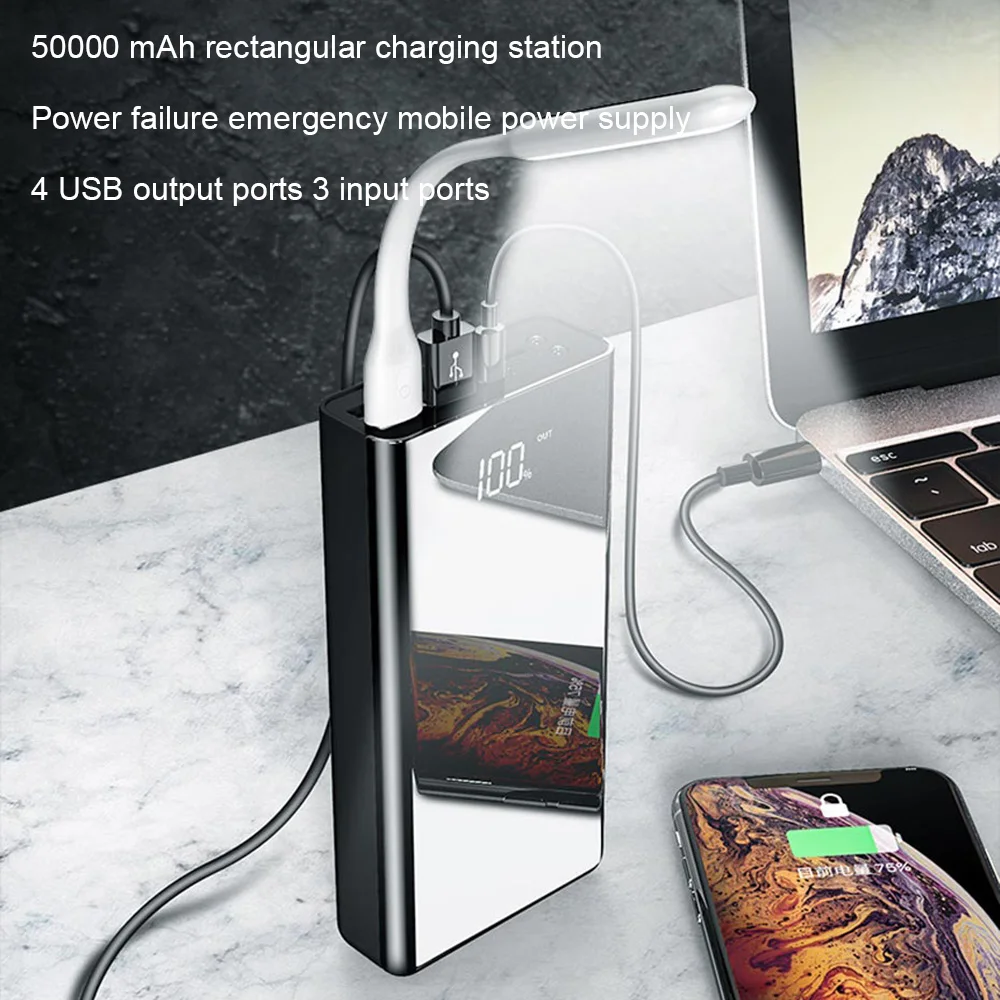 PINZHENG 50000mAh внешний аккумулятор для iPhone 11 LED дисплей полный экран Портативное