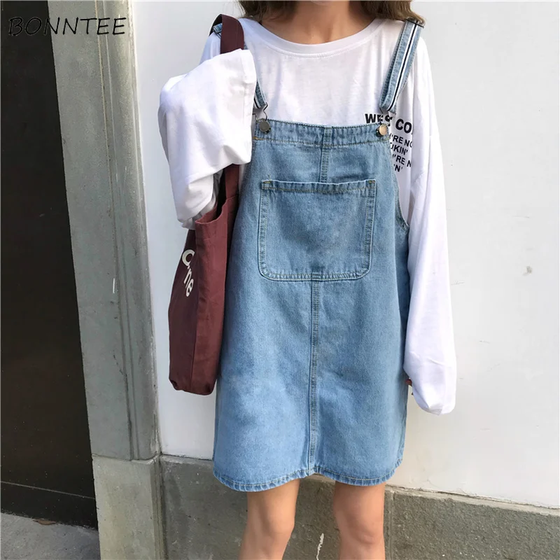 Женское джинсовое платье без рукавов свободное тонкое повседневное мини на