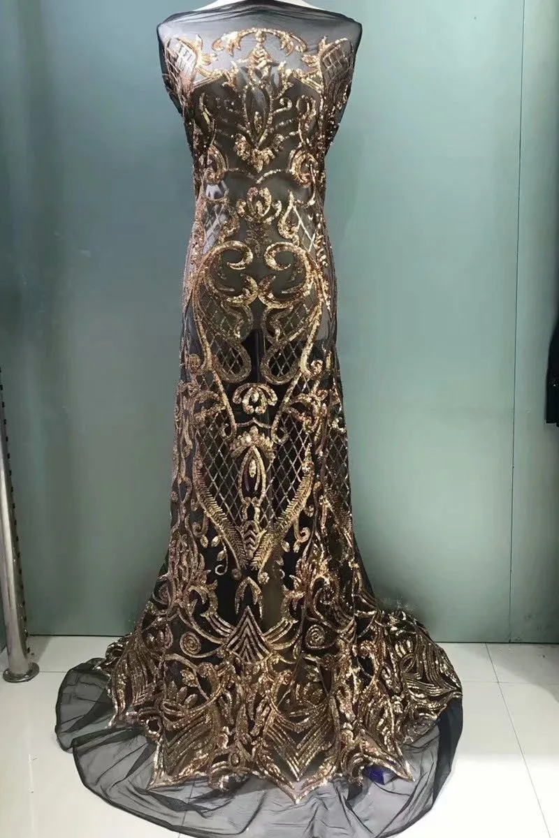 Блестящие Блестки кружевная сетчатая ткань свадебная африканская с блестками