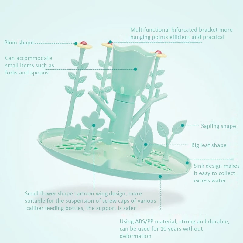 

Baby Milk Bottles Drying Rack Tree Shape Infant Nipple Pacifier Cleaning Dryer Shelf Kids Feeding Cup Drain Holder Care