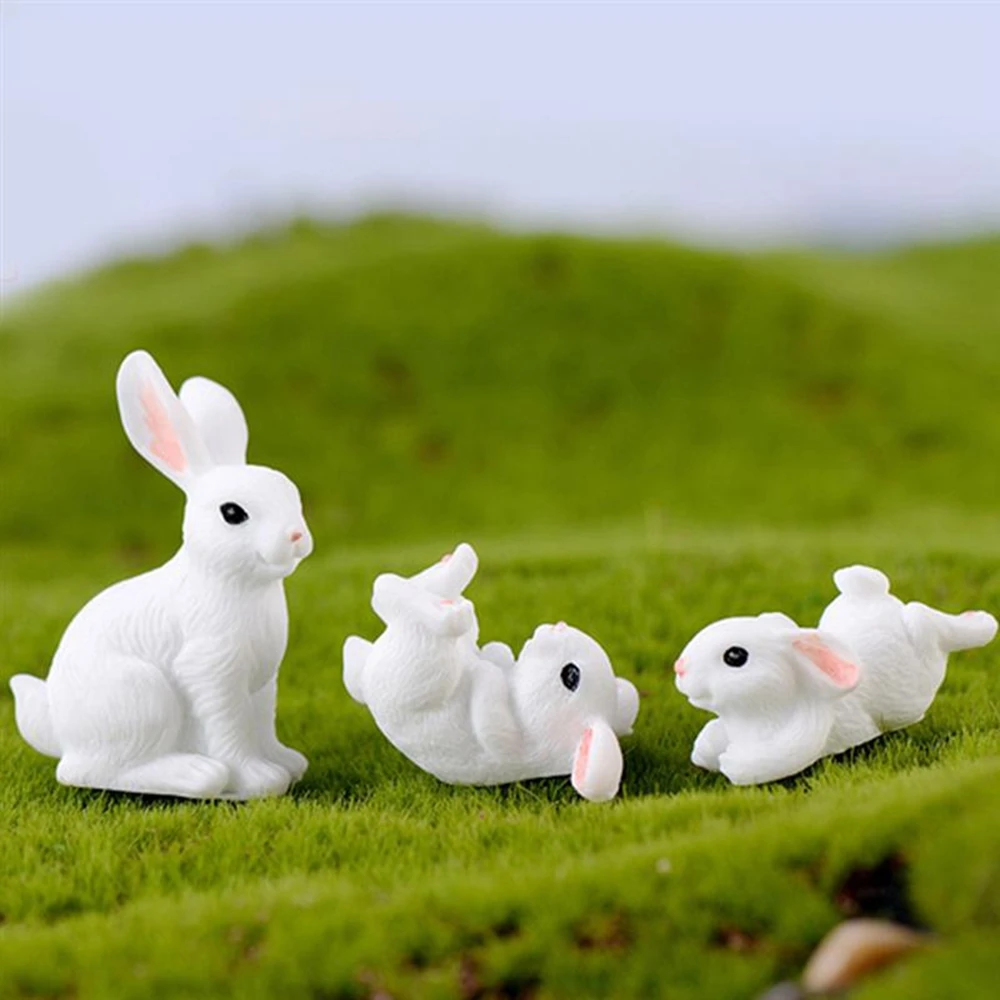 Cute Rabbit Easter Miniature Resin Craft Mini Bunny Ornament Fairy Garden Supplies Home Figurine Animal | Дом и сад