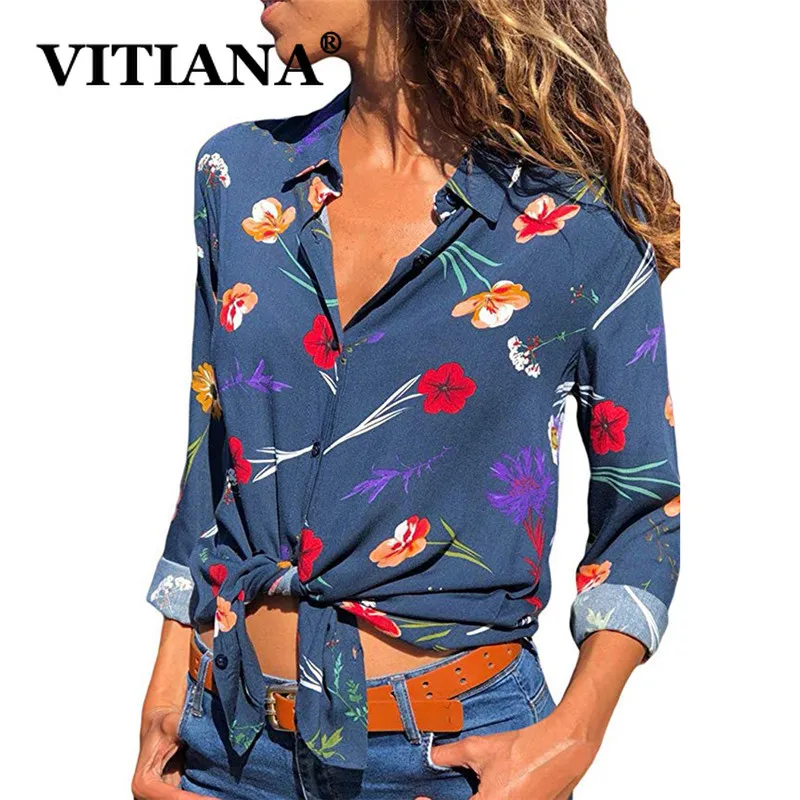 VITIANA Женская Повседневная Блузка на лето 2019 цветная уличная одежда с длинным