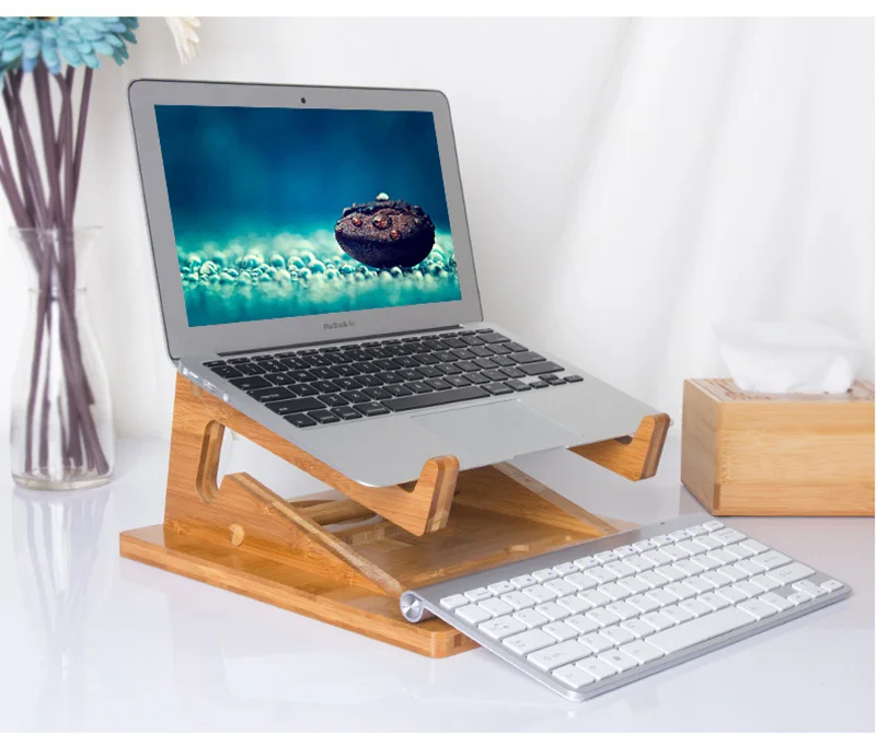 Увеличенная высота охлаждающая бамбуковая подставка для ноутбука для Macbook Air Pro retina кронштейн для 13,3 14 15 15,4 15,6 дюймов ноутбук