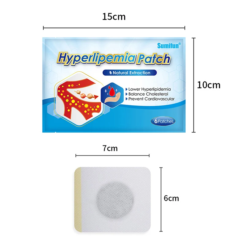 

6Pcs Sumifun Hyperlipemia Patch Balance Lower Blood Lipids Relieve Chest Tightness Dizziness Herbal Medical Plaster Body Care