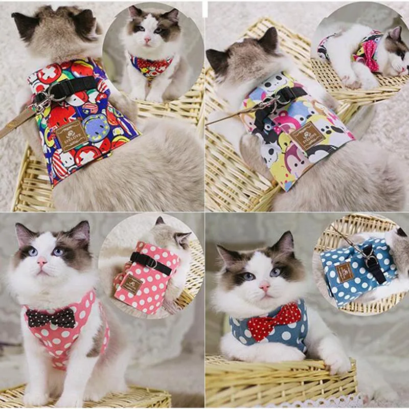 Милый нагрудный ремень для питомцев кошек бантов дышащий жилет маленьких и