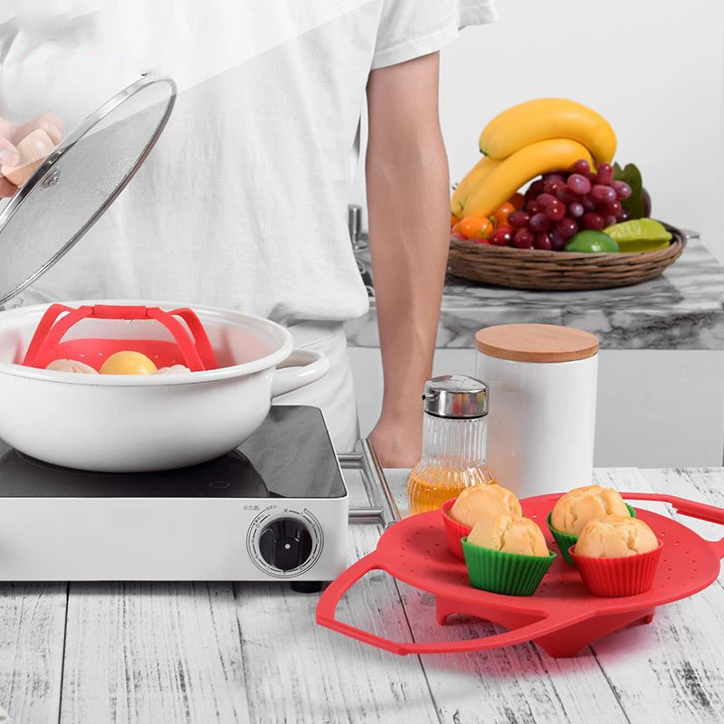 Силиконовая корзина для пароварки складная термостойкая посудомоечная машина