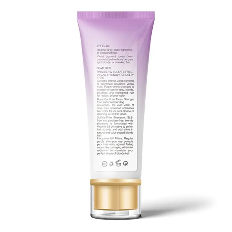 Пурпурный шампунь удаляет желтые брашистые тона волос нейтрализует