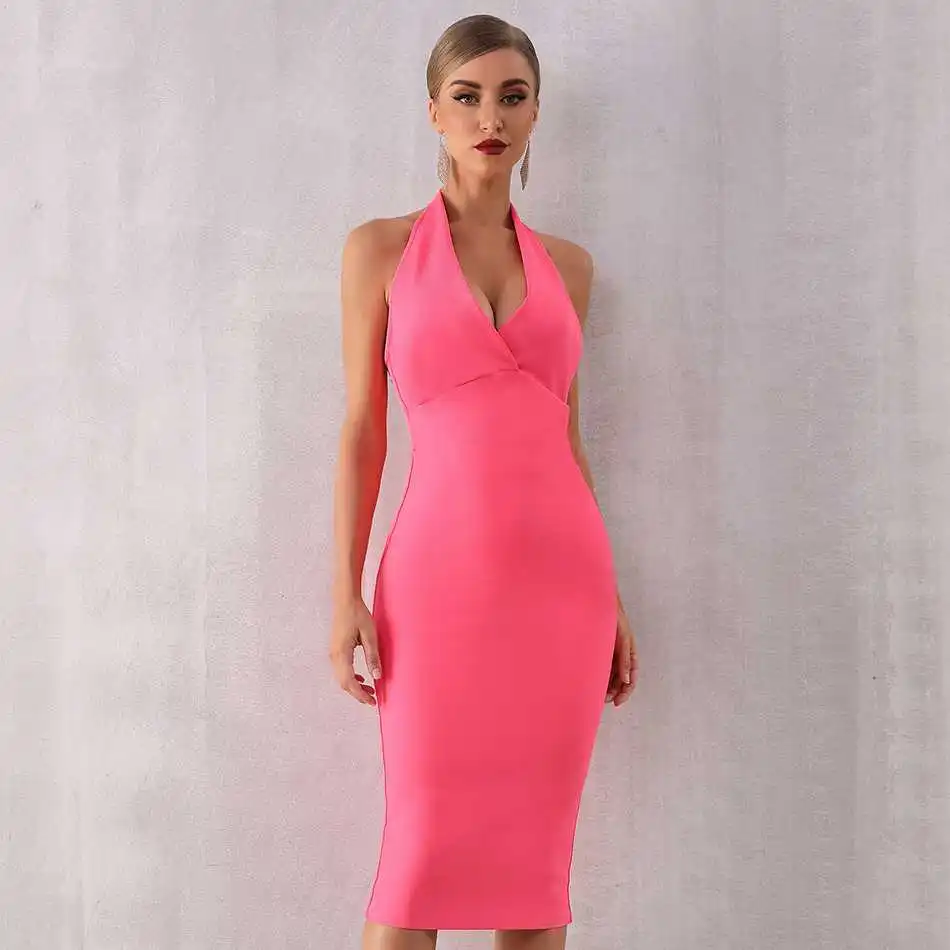 Облегающее женское платье Seamyla новое обтягивающее с лямкой на шее открытой