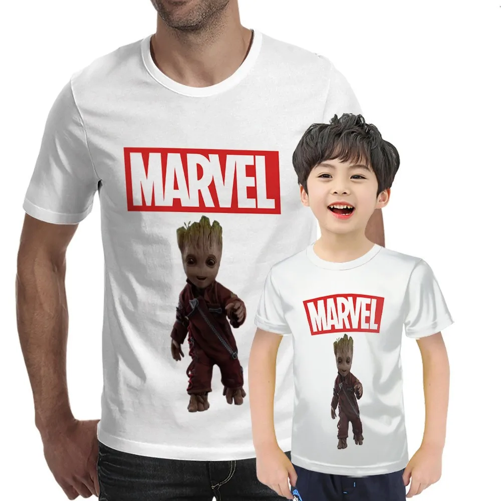 

2021 Cute Groot Printed Men's Hip Hop T-shirt O-neck Summer Men's and Women's White T-shirt Fashion Casual Graphic T shirts Boys