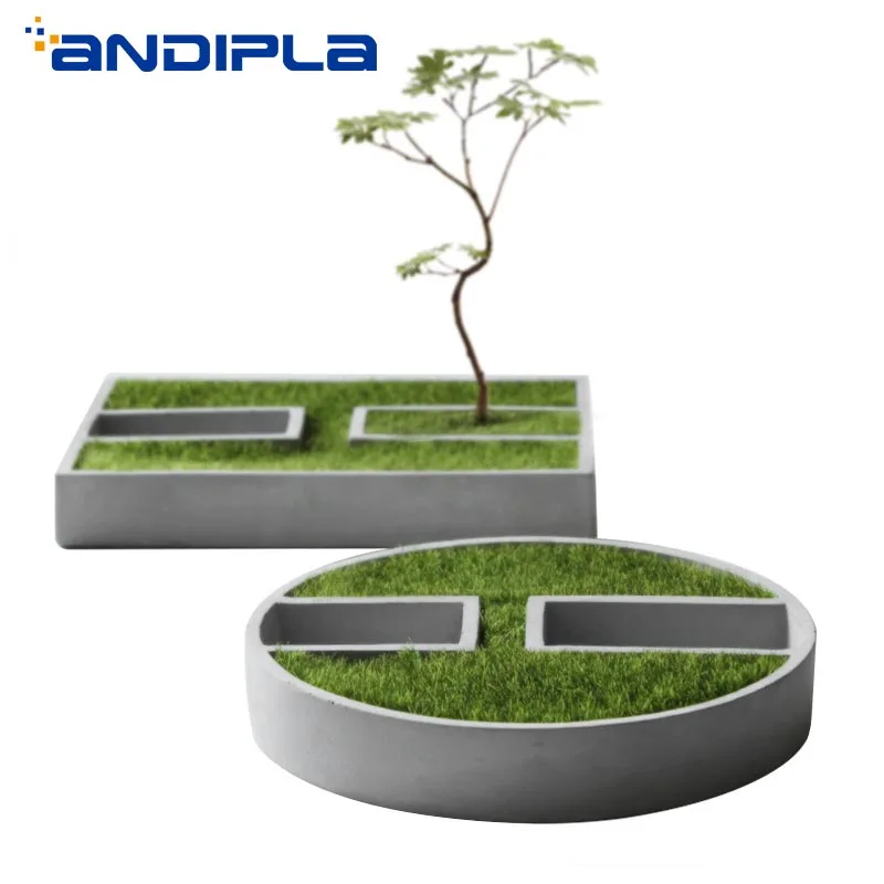 Настольный цементный цветочный горшок ваза подсвечник искусственная трава