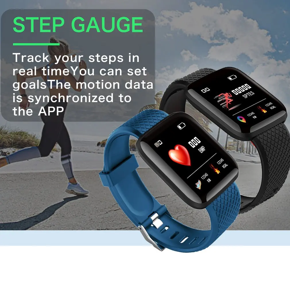 Смарт браслет 116 Plus Водонепроницаемый Фитнес трекер с датчиком кровяного