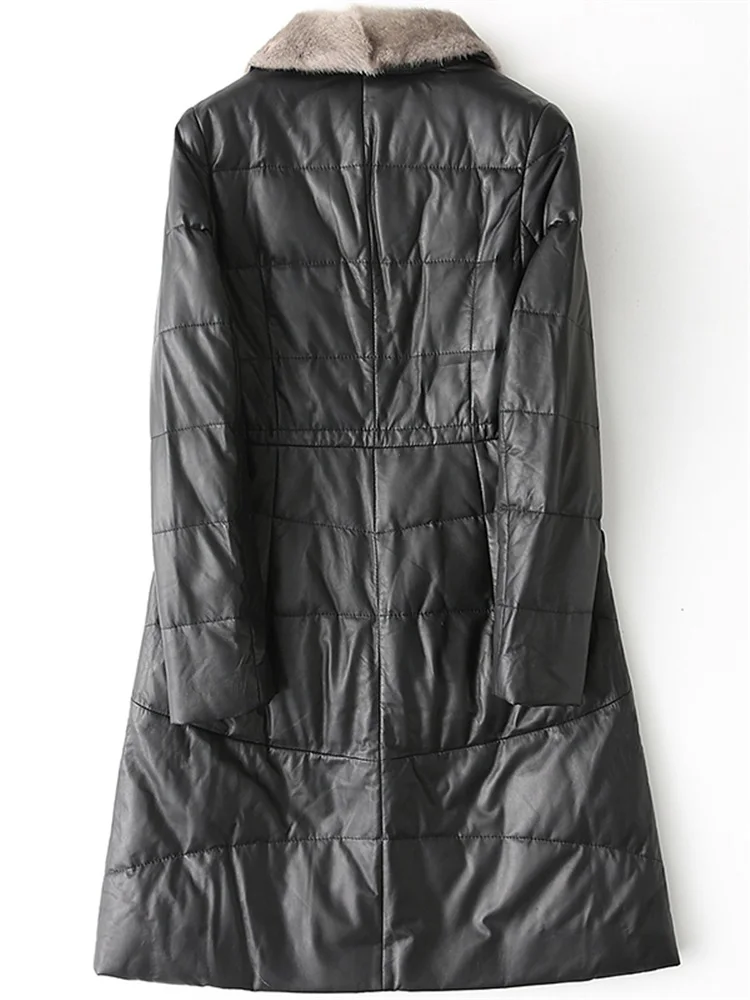 Куртка из натуральной кожи для женщин овечьей утиный пух зимнее пальто толстого