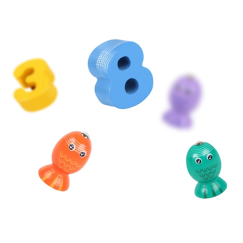 

Wooden Magnetic Fishing Game,Color Sorting,Shape Blocks Matching,Math Counting,13In1 Preschool Educational Toy Ages 3+